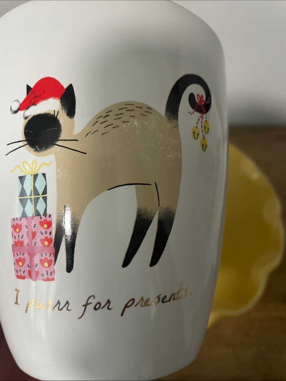 Festive Cat Ceramic Coffee Mug - Red Handle - Picture 6 of 7